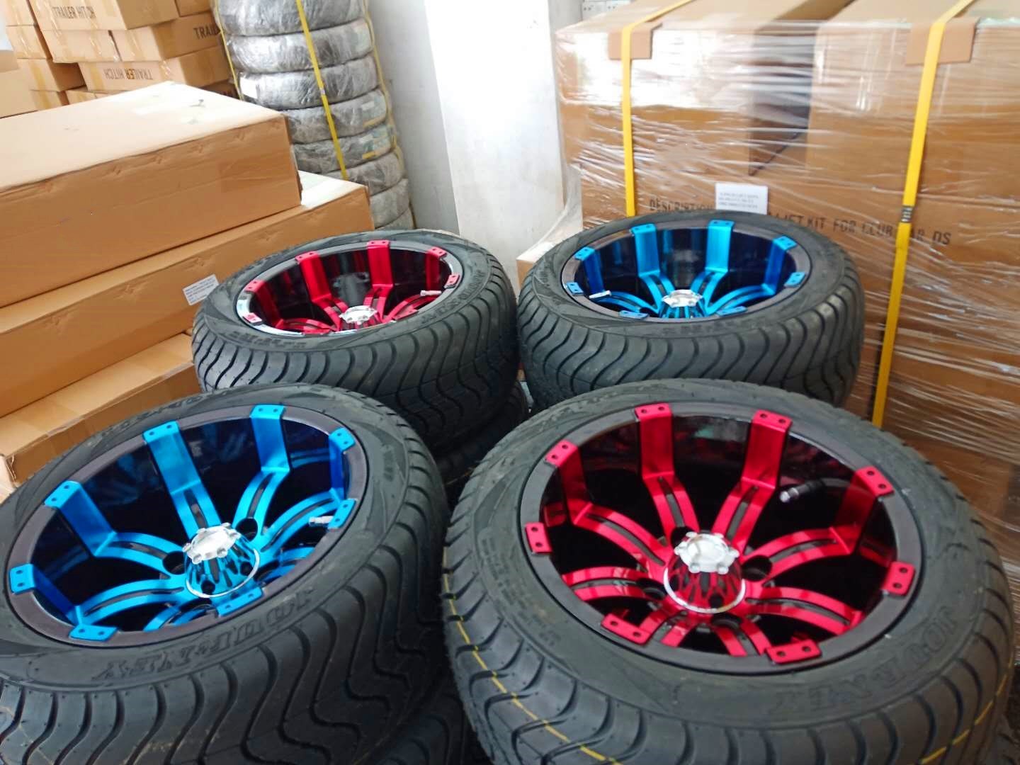 Chrome Finishing Blue Color 12 Inch EZGO Golf Cart Rims