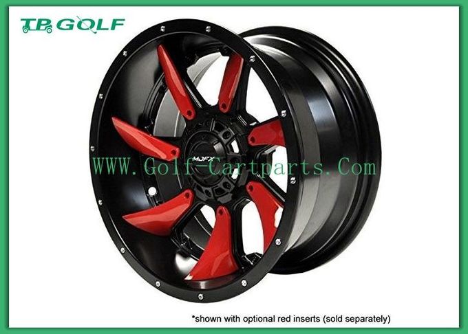 Red Golf Cart Rims MJFX Directional Red Inserts For 12x7 Blackhawk Wheel