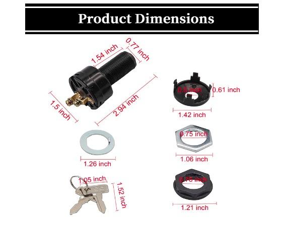 ABS Copper Plated Club Car Ignition Key Switch 101826201 For Ds 1996 Up