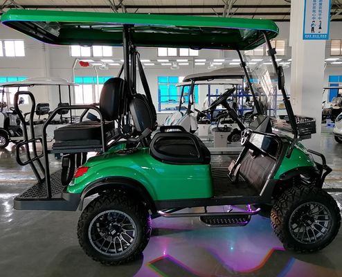 OEM ODM 4 Wheel Disc Brake Off Road Wheel High Chassis Mini Electric Golf Carts 10 Inch IP66 Display 4 Seater Golf Cart