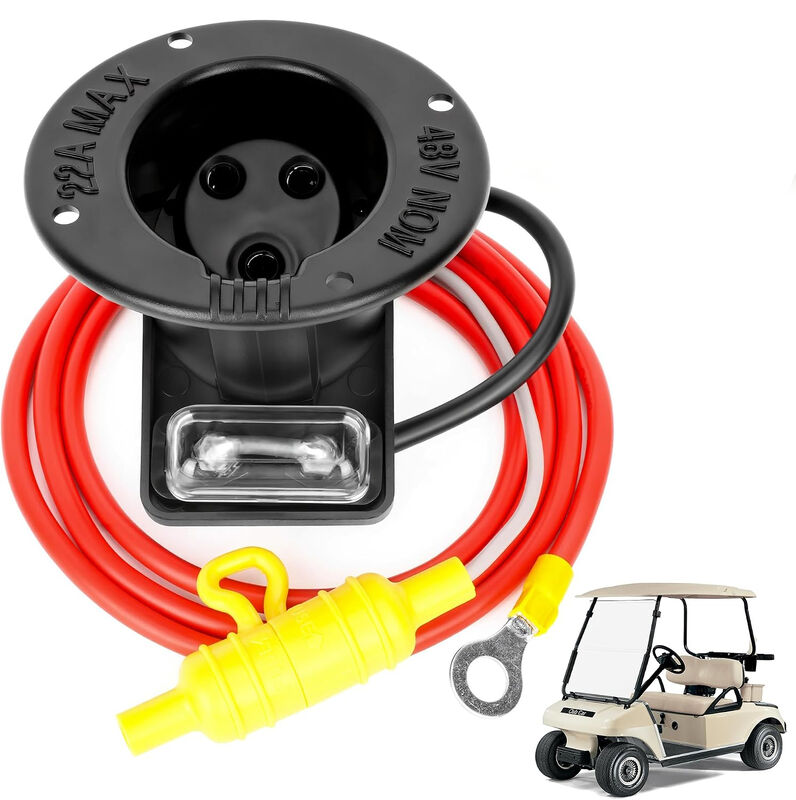 Club Car DS Charger Receptacle Fuse Assembly 101802101 Premium Upgrade Integrated 48V Fuse Complete Wiring Harness