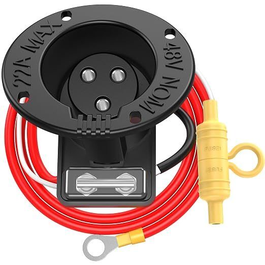 Club Car DS Charger Receptacle Fuse Assembly 101802101 OEM Replacement Integrated 48V Fuse Complete Wiring Harness