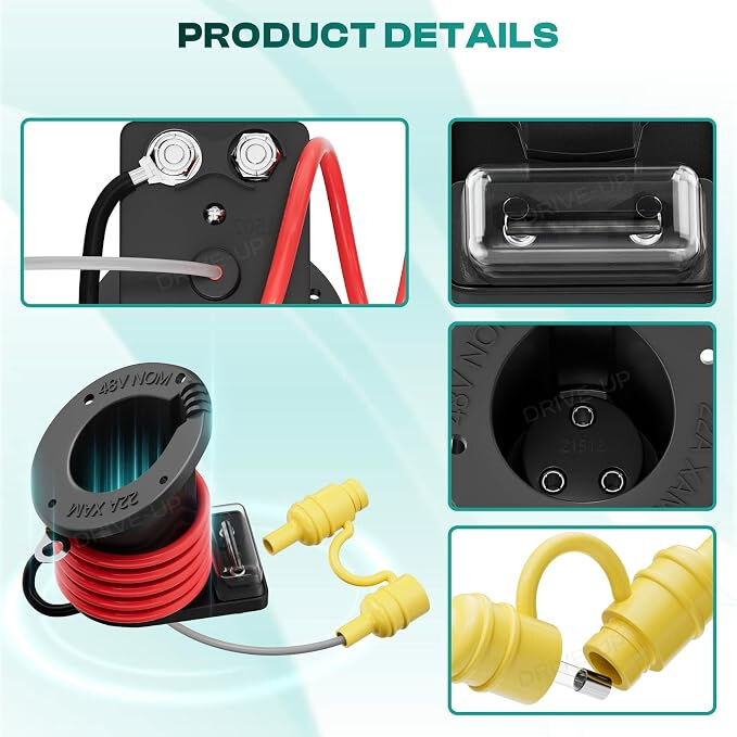 48V Charger Receptacle with Fuse and Cord for Club Car Ds 2000-up