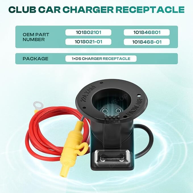 Golf Cart 48V Charger Receptacle with Fuse and Cord for Club Car Ds 1995-up
